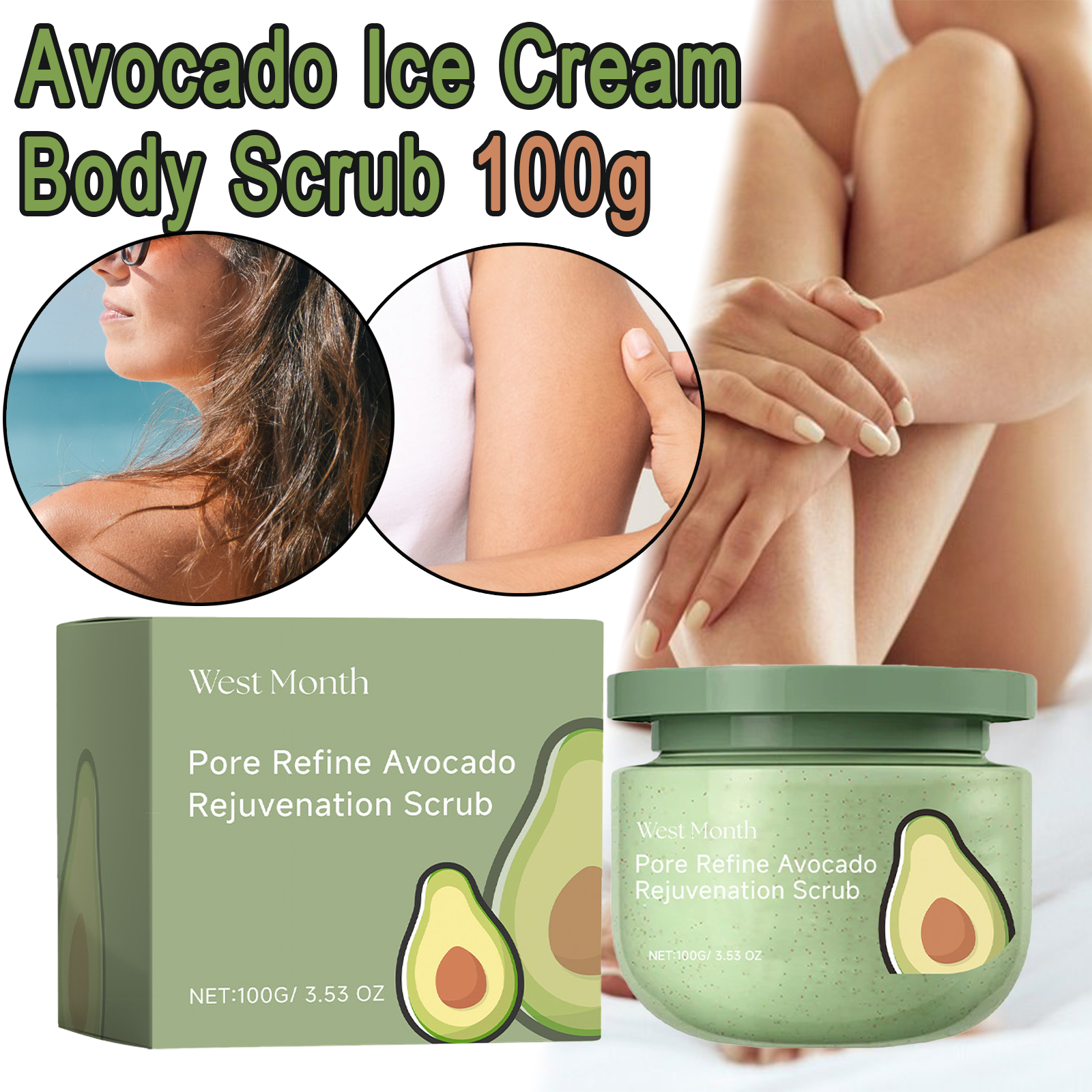Luxury Skincare And Spa - Avocado Ice Cream Body Scrub 100g