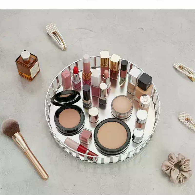 Luxury Skincare Tray - Rotating Perfume Organizer For Dresser Light